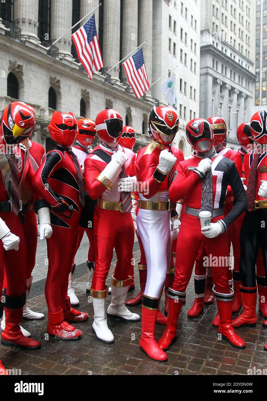 The Power Rangers visit Wall Street front of the Stock Exchange for ...