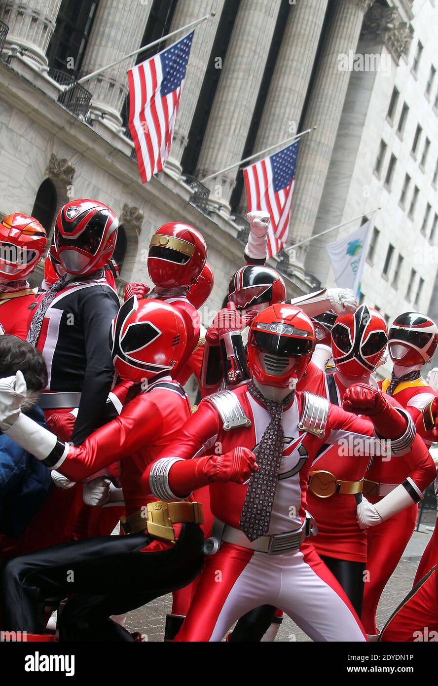 The Power Rangers visit Wall Street front of the Stock Exchange for ...