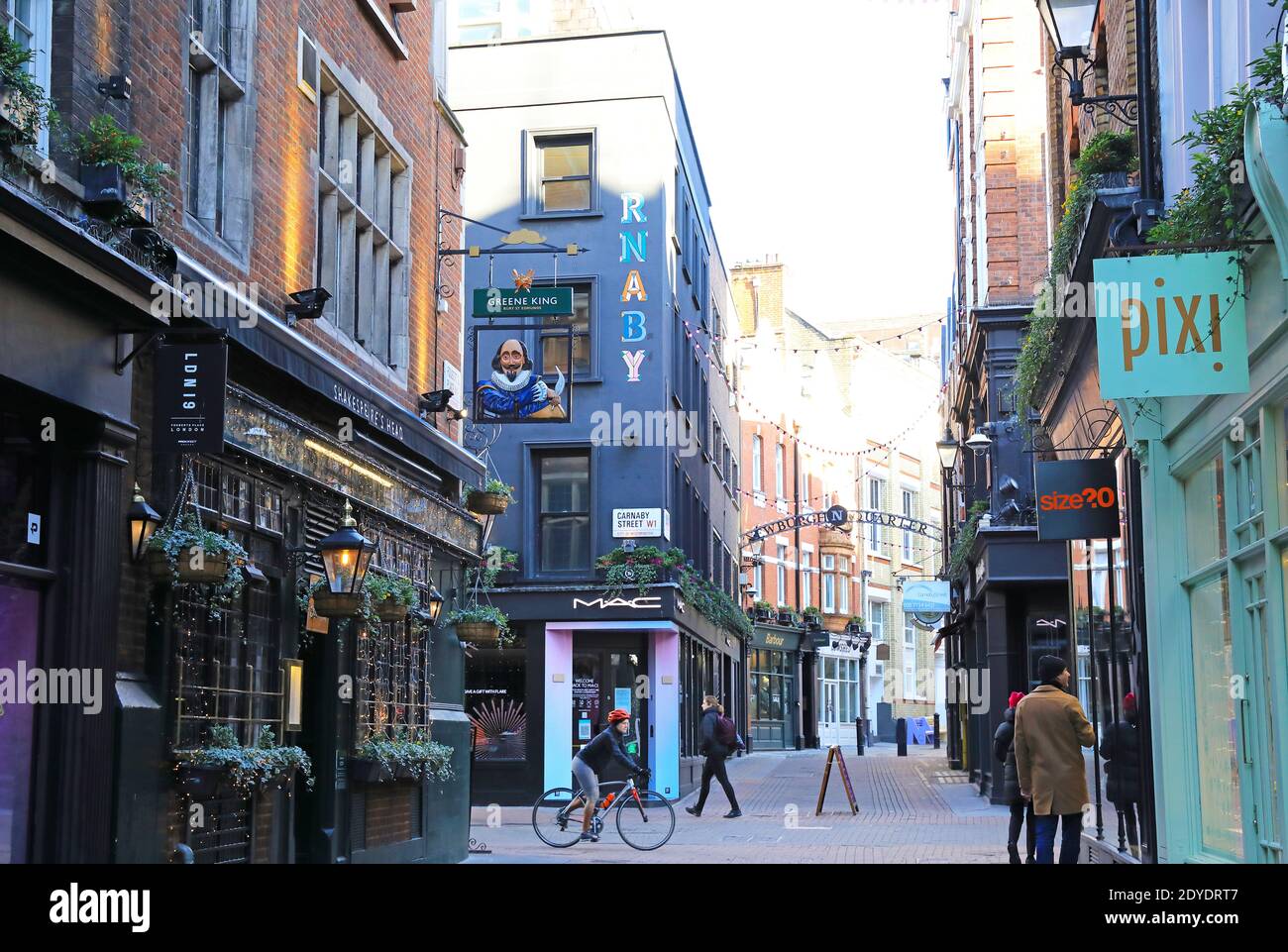 A deserted Carnaby Street area, in London's West End, on Christmas Eve