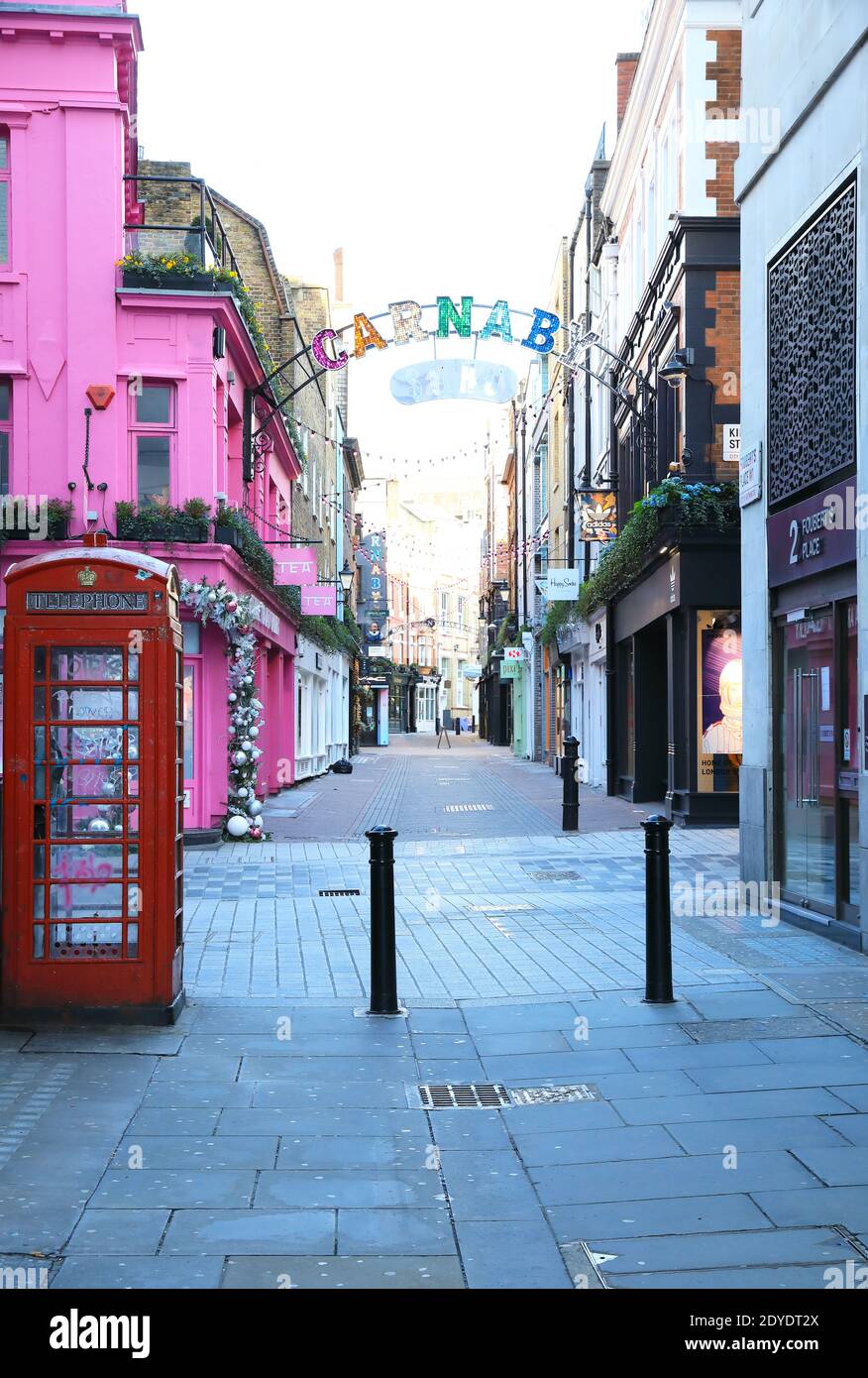 A deserted Carnaby Street area, in London's West End, on Christmas Eve