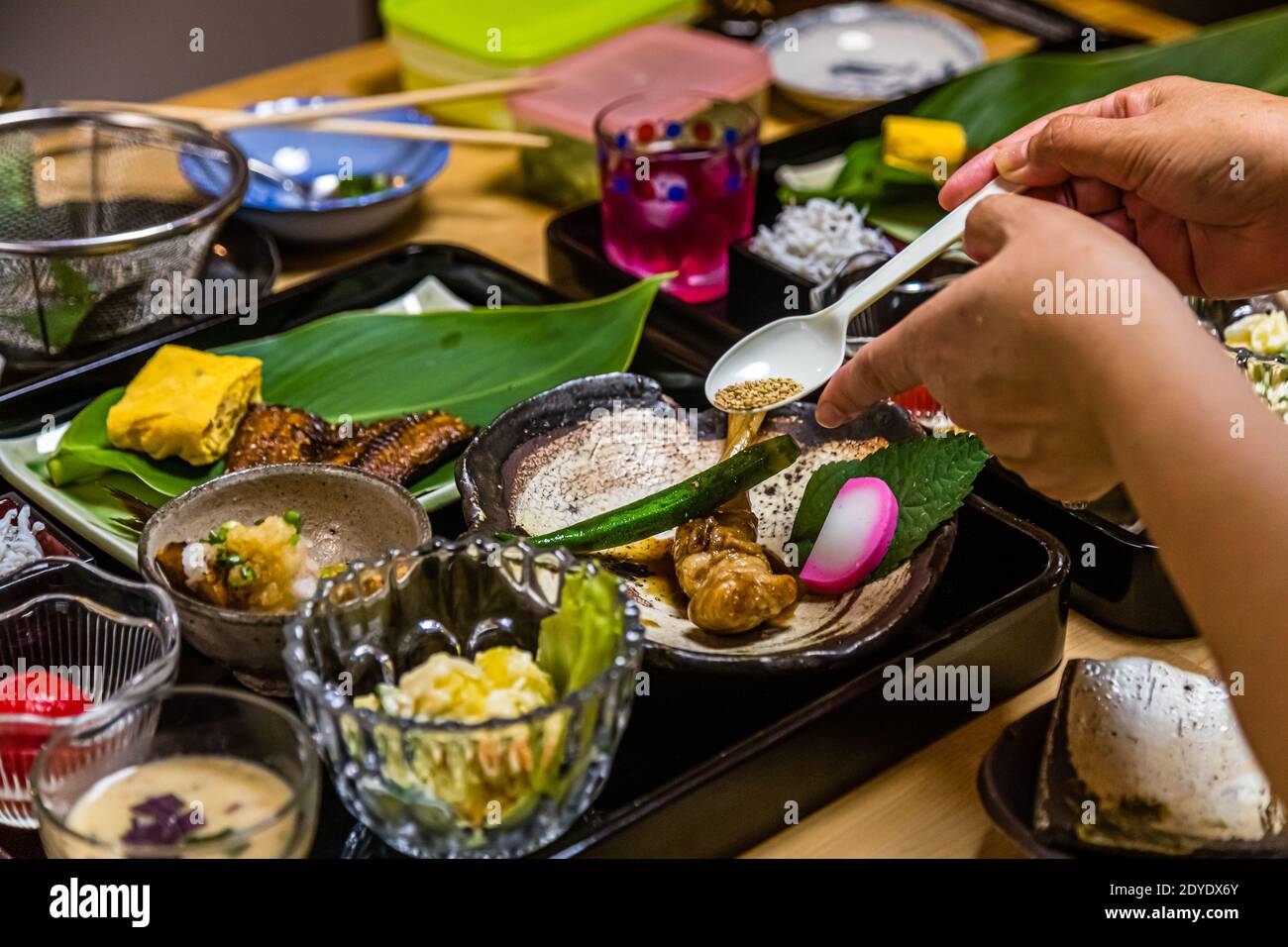 Preparation of Japanese Dinner in Kakegawa, Japan Stock Photo