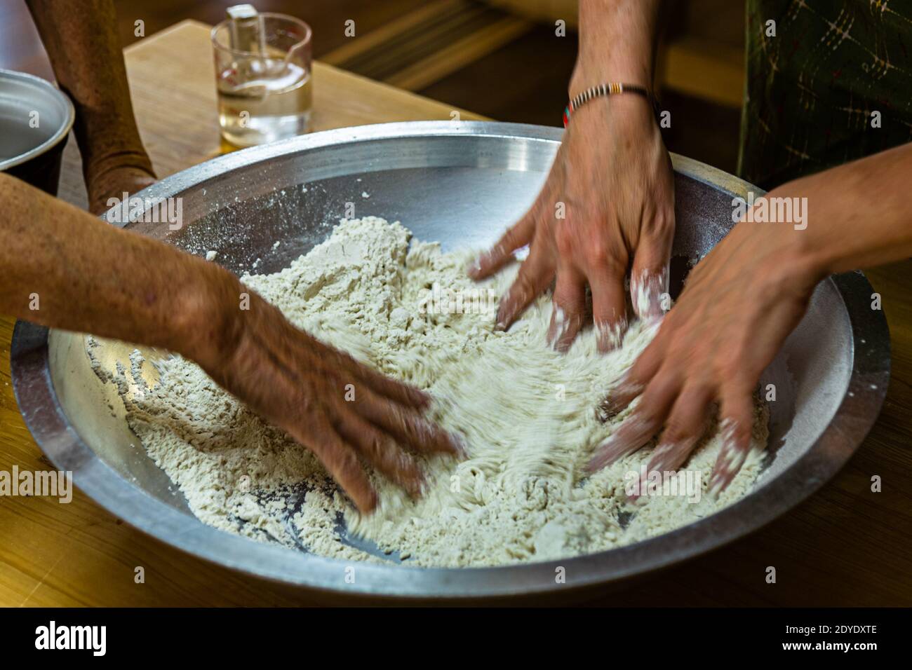 Soba Noodle Preparation in Fujinomiya, Japan Stock Photo