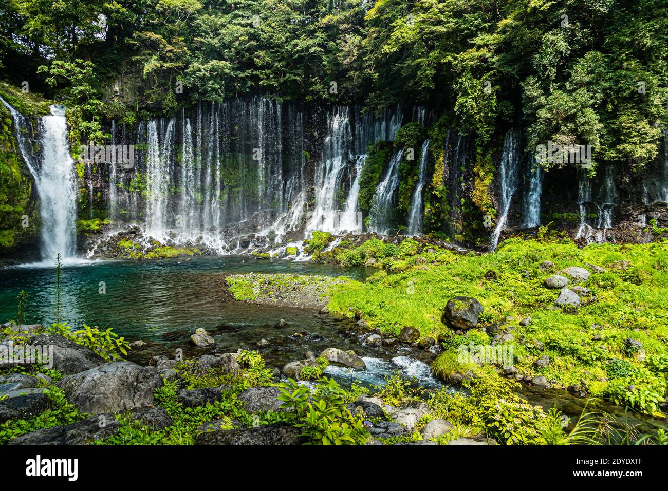 Shiraito waterfalls in Fujinomiya are fed from the waters of Mount Fuji, Japan Stock Photo