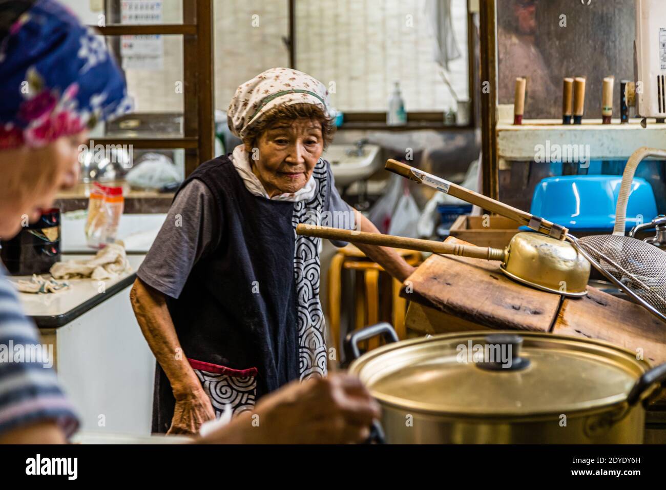 Soba Noodle Preparation in Fujinomiya, Japan Stock Photo