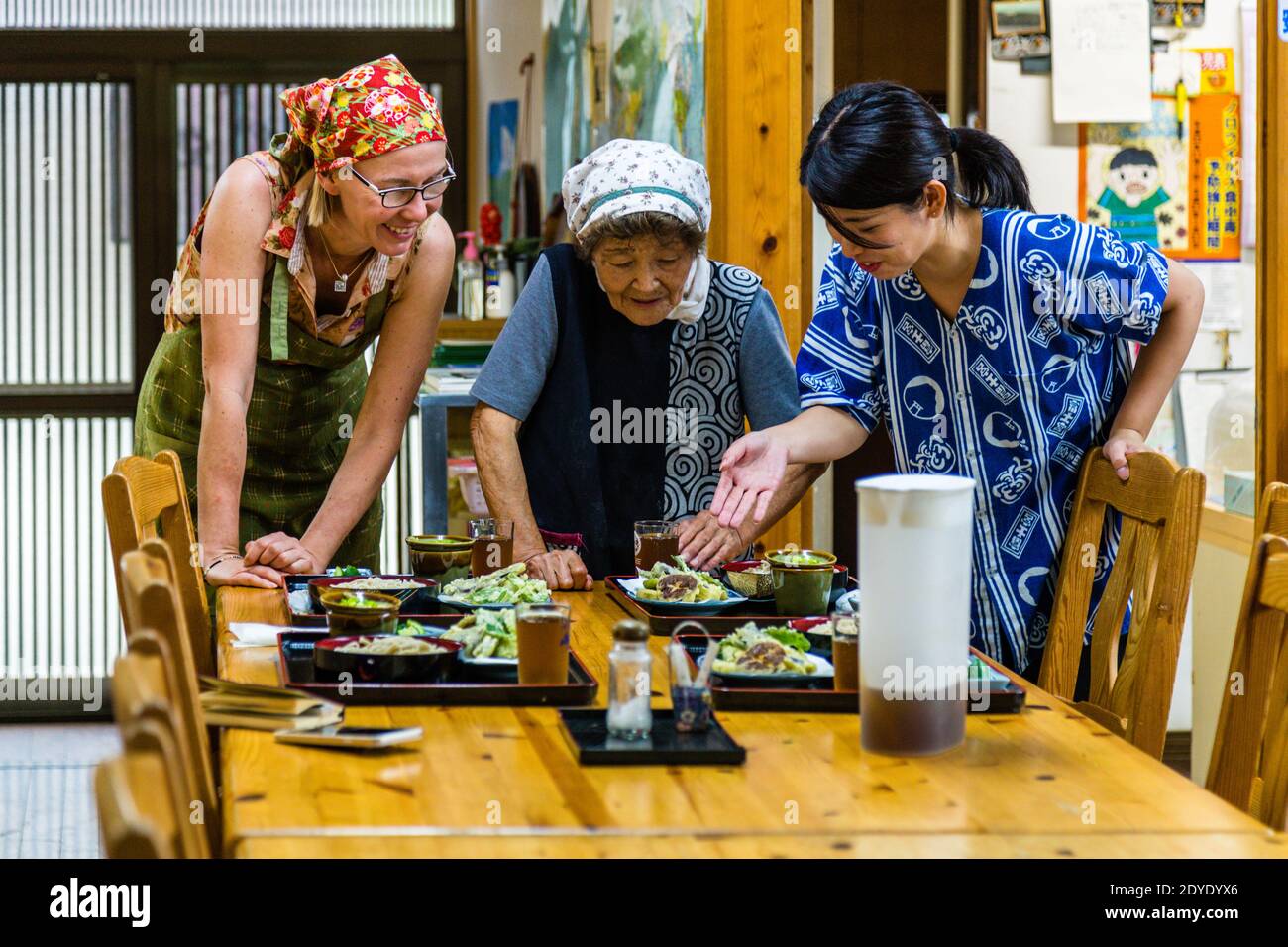 Soba Noodle Preparation in Fujinomiya, Japan Stock Photo