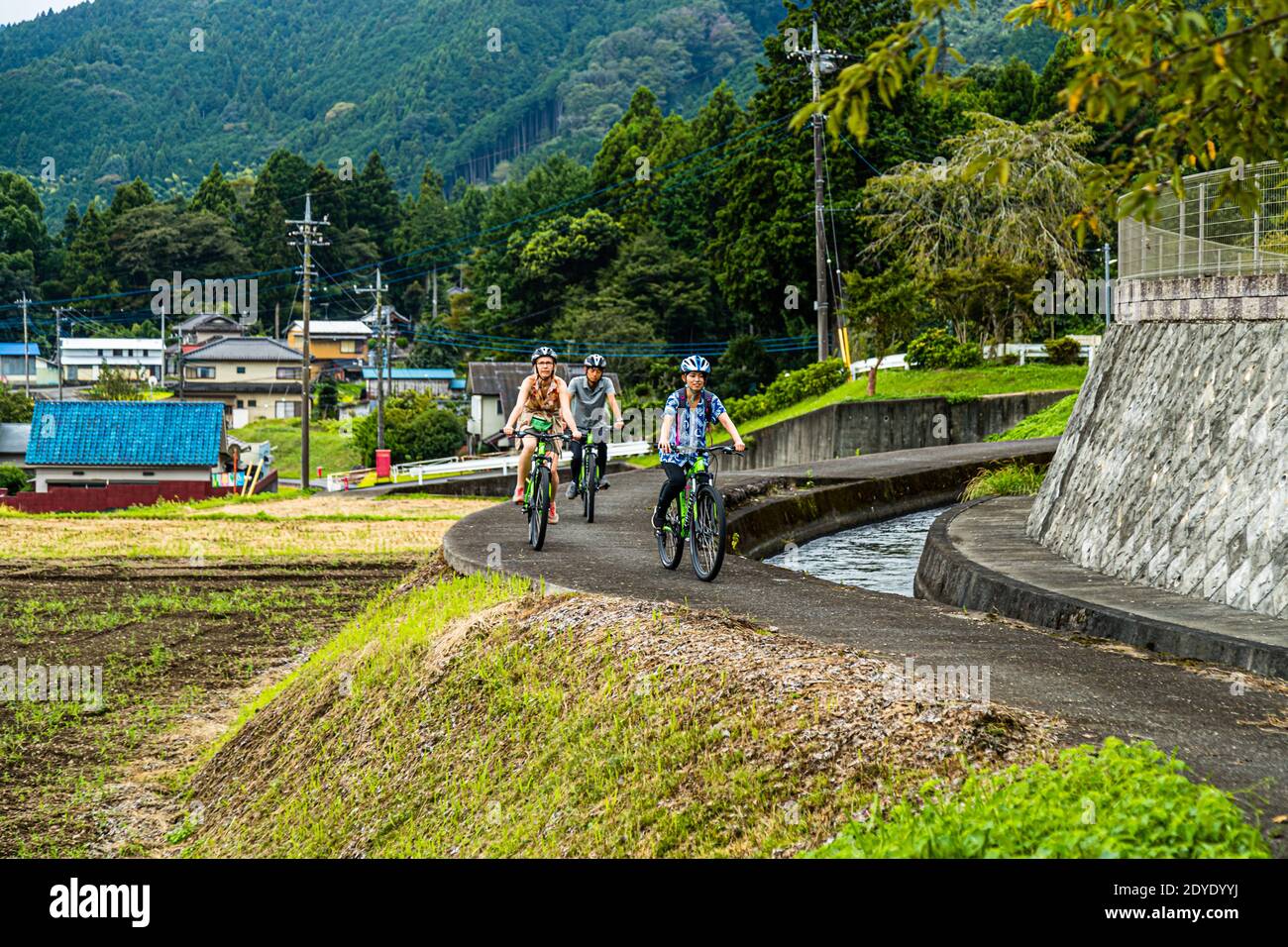 Bicycling in Fujinomiya, Japan Stock Photo