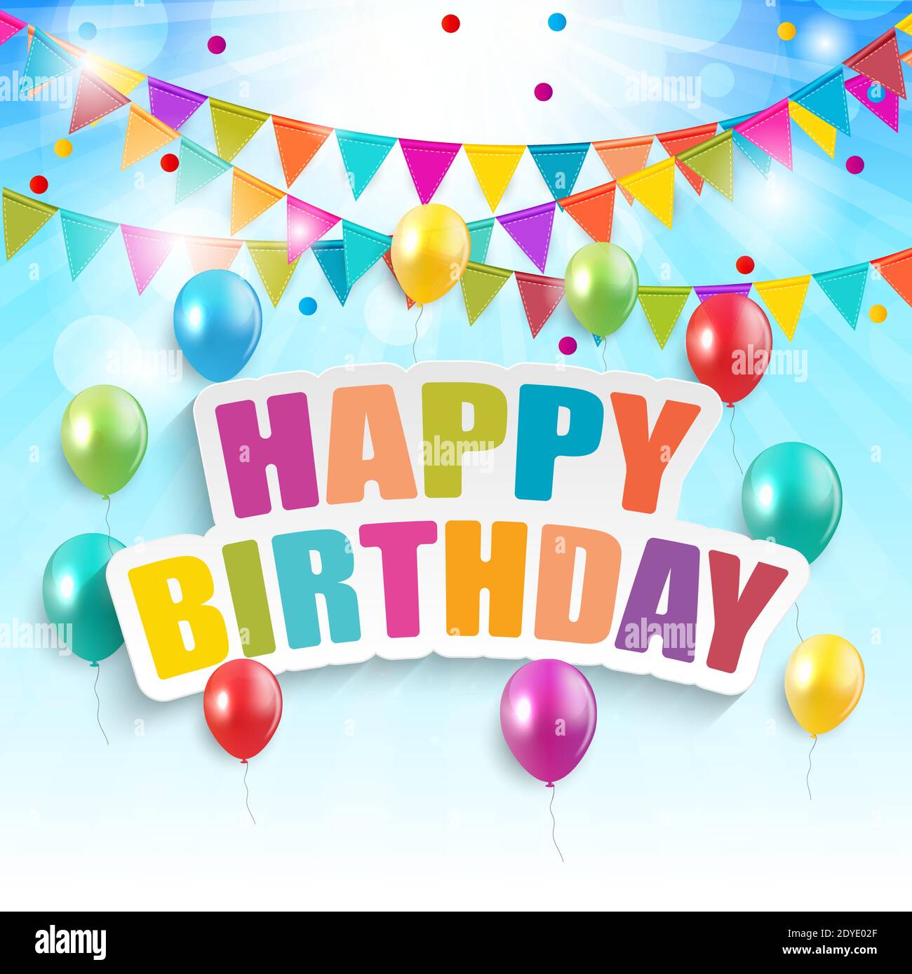 Colorful ballon and ribbon Happy Birthday celebration card banner template  background Stock Photo - Alamy