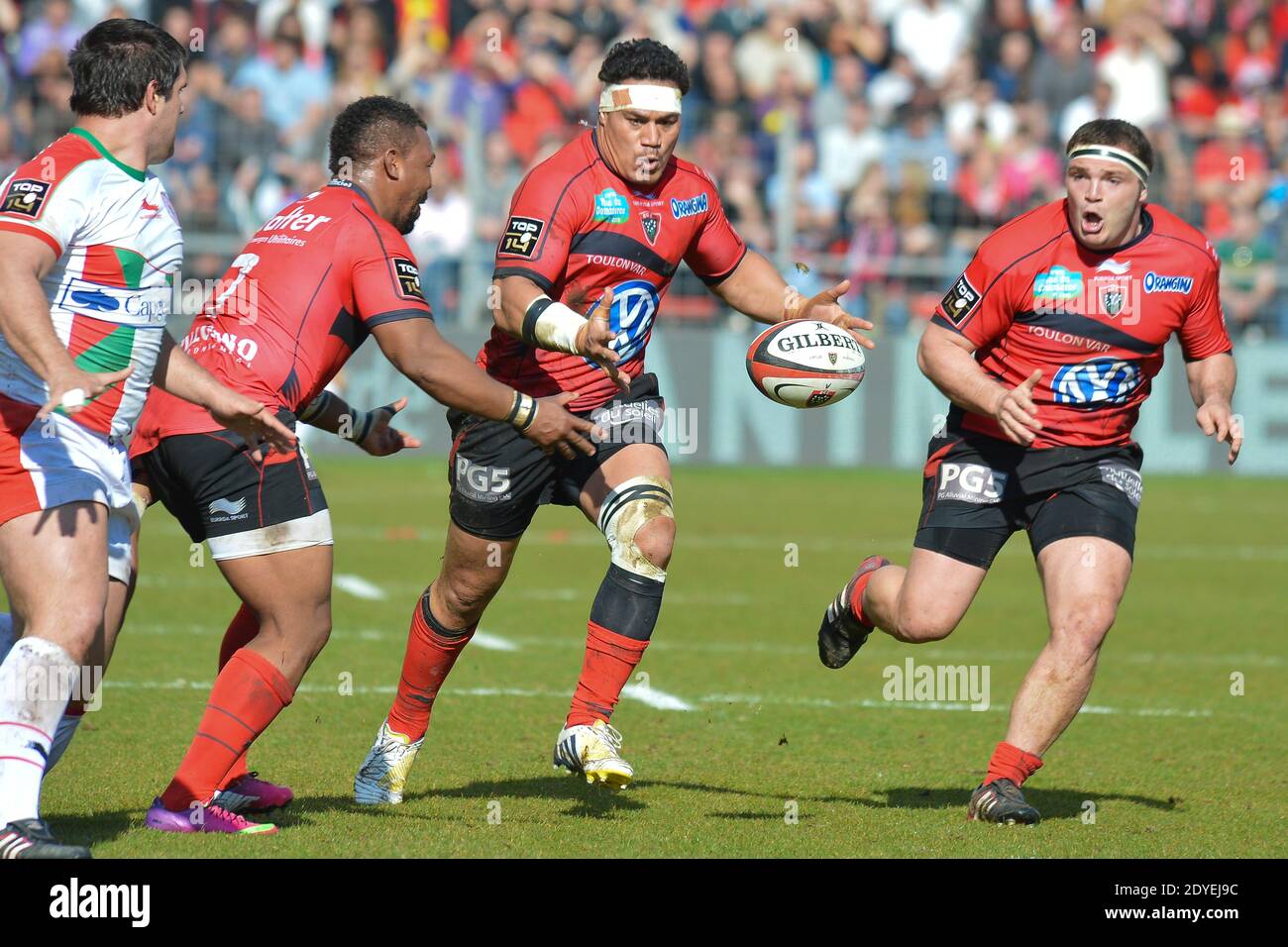 RCT's Steffon Armitage, Chris Masoe and Jean-Charles Orioli during the French Top 14 rugby match, RC Toulon Vs Biarritz Olympique at Mayol stadium in Toulon, France on March 9, 2013. Photo by Felix/Golesi/ABACAPRESS.COM Stock Photo