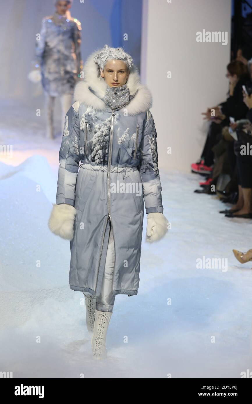 A model walks the runway for Moncler Gamme Rouge Fall Winter 2013