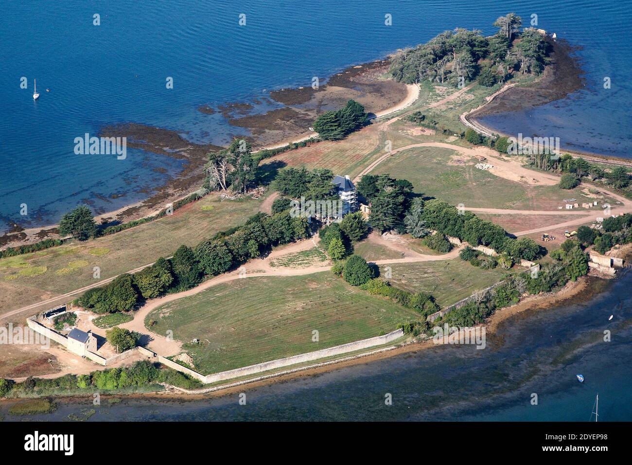 File picture dated July 27, 2011 showing Boedic island in the Morbihan  gulf, western France, owned by late French lawyer Olivier Metzner. The body  of Metzner was found on March 17, 2013