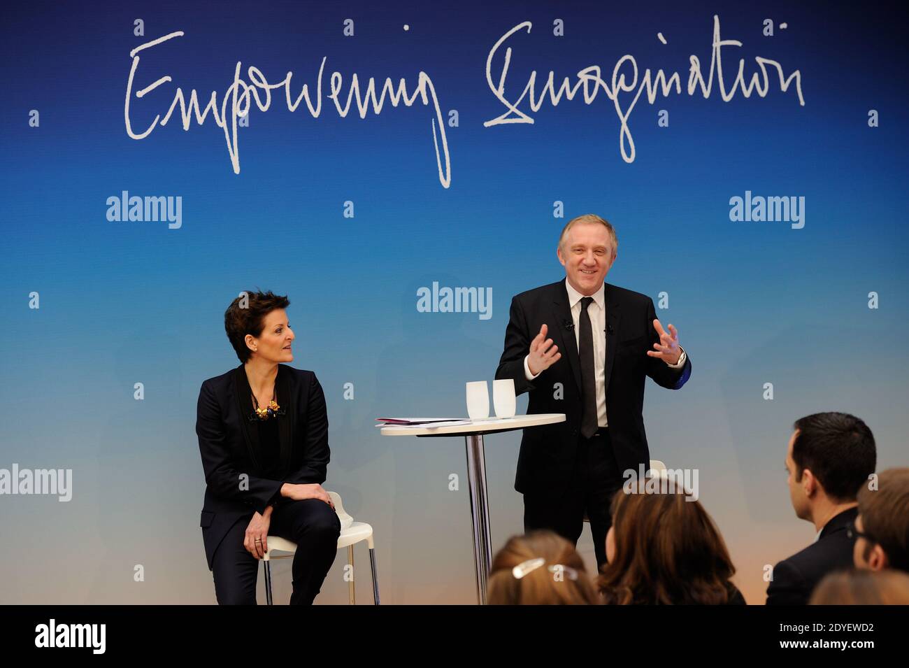 French luxury and retail group PPR Chairman and CEO Francois-Henri Pinault and Senior vice president of corporate communications Louise Beveridge presenting the new group's name Kering in Paris, France on March 22, 2013. The group's change of name will be subject to the approval of the annual general meeting to be held on June 2013. Photo by Alban Wyters/ABACAPRESS.COM Stock Photo