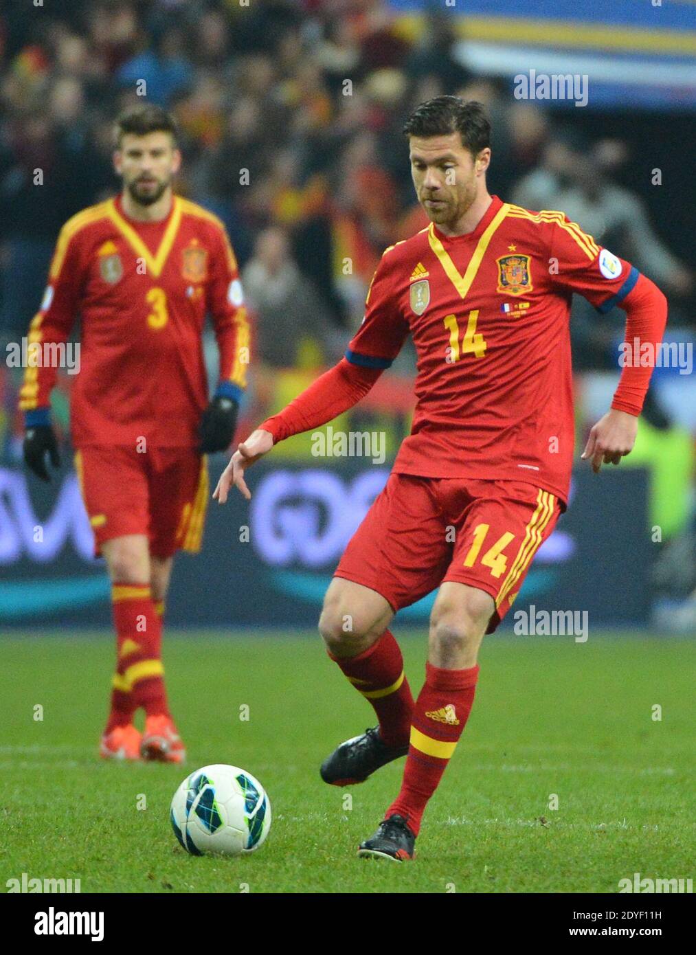 Spain's Xabi Alonso during the FIFA 2014 World Cup qualifying round group I  soccer match, France Vs Spain at Stade de France in Saint-Denis suburb of  Paris, France on March 26, 2013.