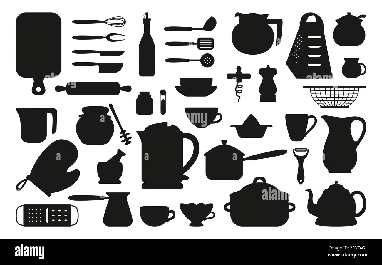 https://c8.alamy.com/comp/2DYF4G1/kitchen-tool-black-silhouette-set-modern-cooking-baking-cartoon-dishes-equipments-dishes-cup-tack-teapot-grater-pan-flat-kitchen-utensils-collection-objects-food-preparation-vector-illustration-2DYF4G1.jpg
