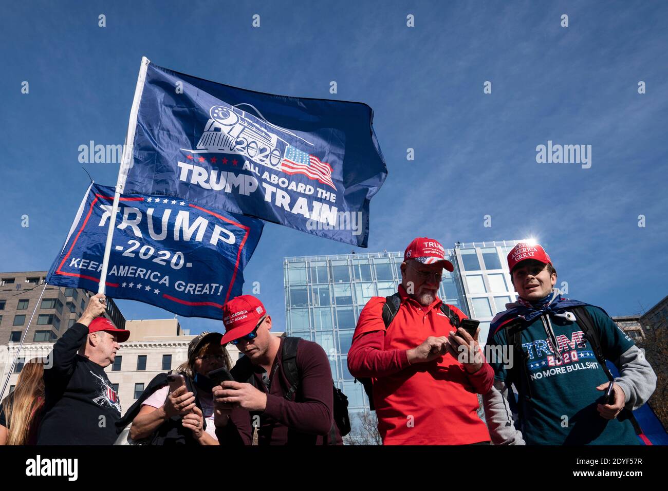 Supporters of US president Donald Trump arrive for a rally at Freedom Plaza near the White House in Washington, D.C., U.S., on Saturday, Nov. 14, 2020. Credit: Alex Edelman/The Photo Access Stock Photo