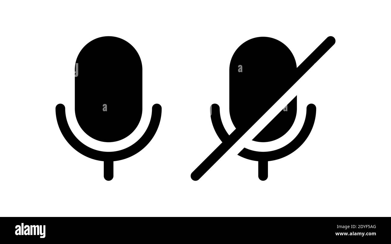 microphone icon vector. enable and disable voice button. suitable for user interface element isolated on white background. Stock Vector
