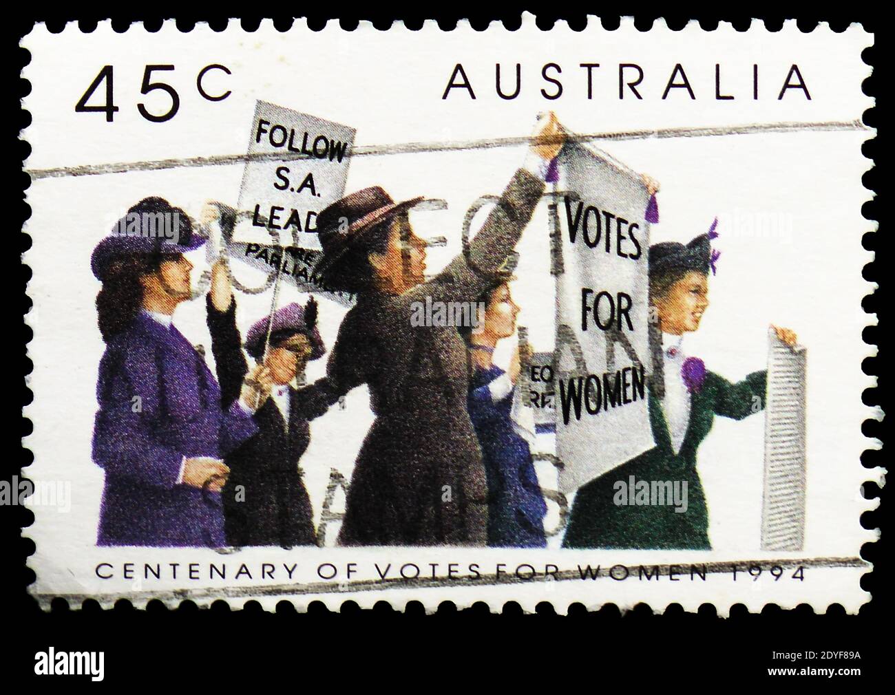 MOSCOW, RUSSIA - MARCH 23, 2019: A stamp printed in Australia shows Suffragettes, Centenary of Women's Suffrage in Australia serie, circa 1994 Stock Photo