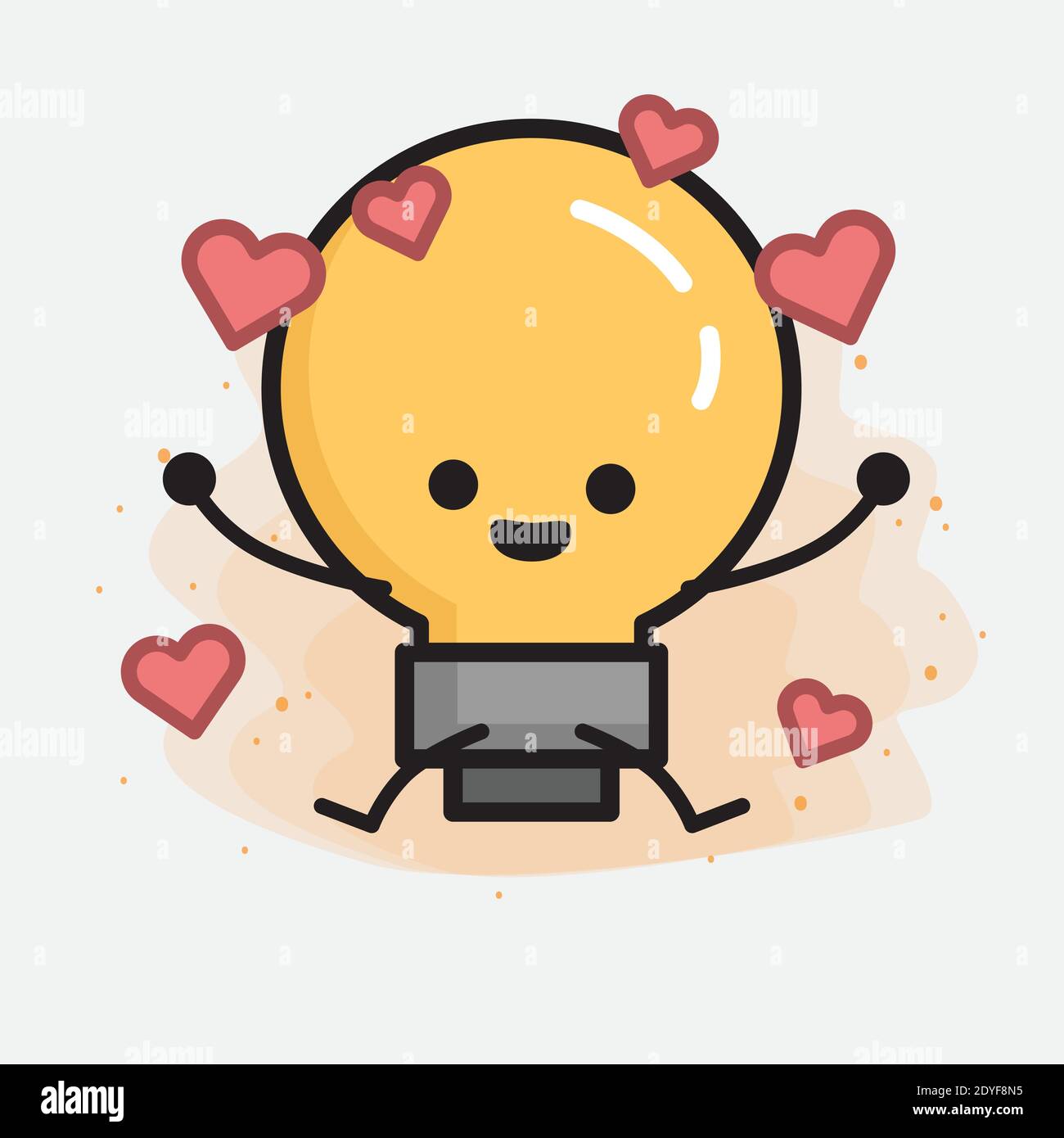 Light Bulb Cute Character icon Vector Illustration Stock Vector Image ...