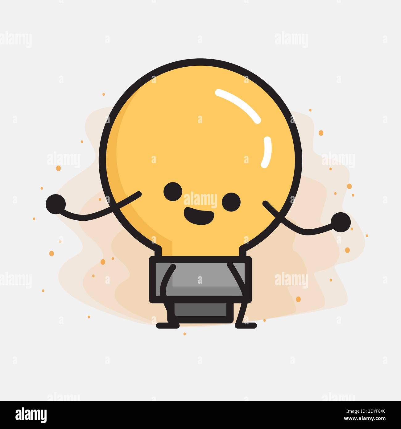 Light Bulb Cute Character icon Vector Illustration Stock Vector Image ...