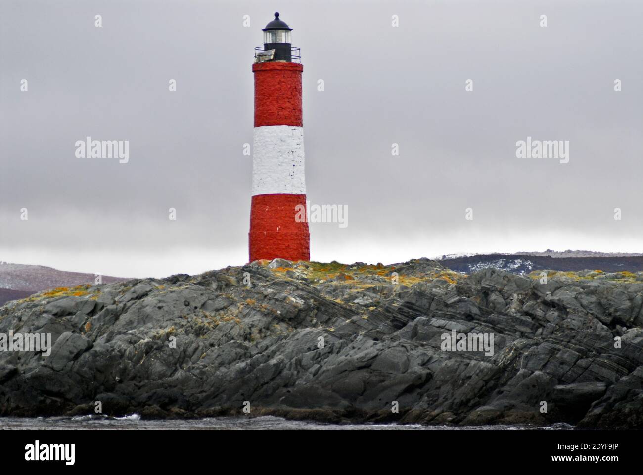 Les Eclaireurs Lighthouse - Lighthouse at the End of the World ('Faro del Fin del Mundo'), Ushuaia, Tierra del Fuego, Argentina Stock Photo