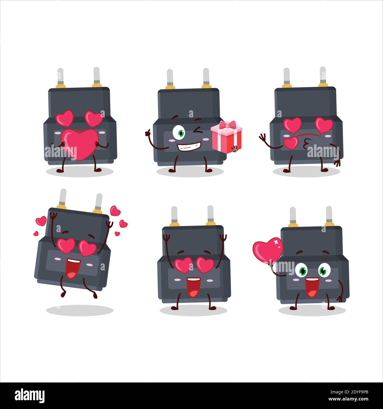 Adapter connector cartoon character with love cute emoticon. Vector ...