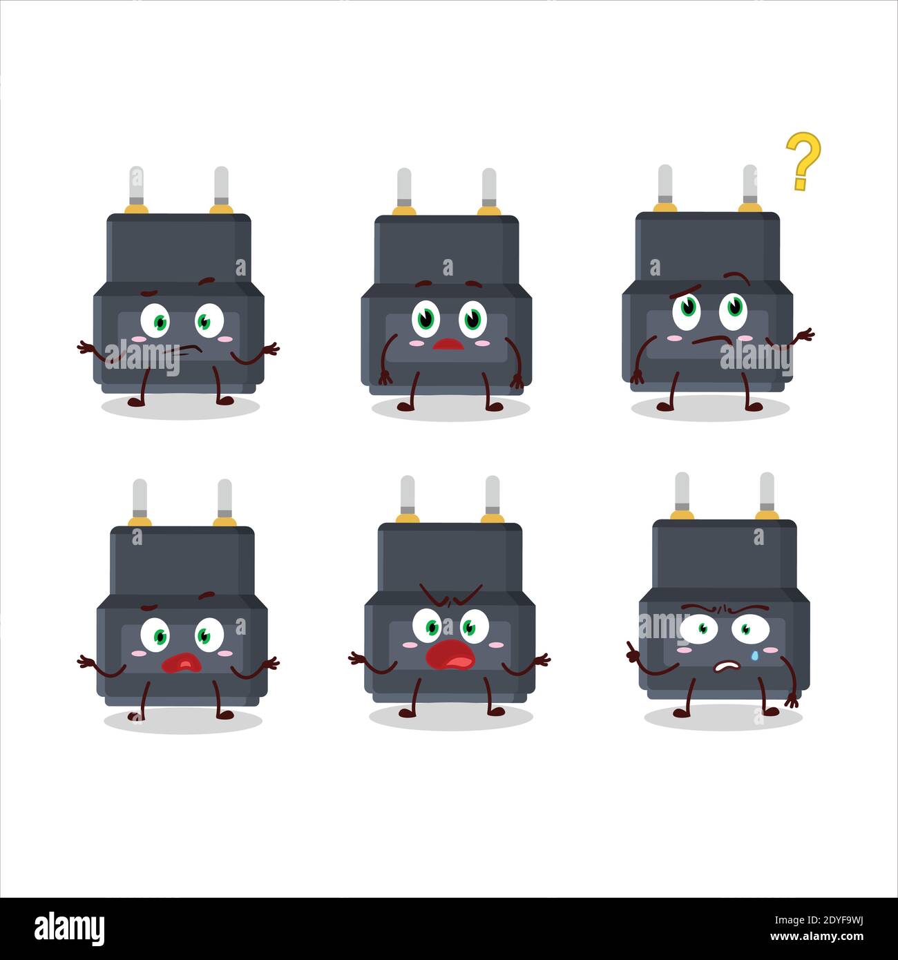 Cartoon character of adapter connector with what expression. Vector ...