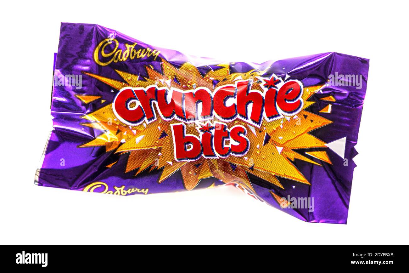 SWINDON, UK - DECEMBER 24, 2020: Cadbuy Crunchie Bits chocolate bar from the Heros selection box. Stock Photo