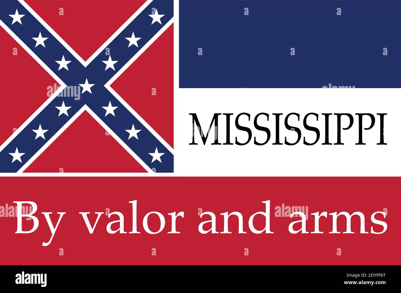 The flag of the USA state of Mississippi with the state motto by valor