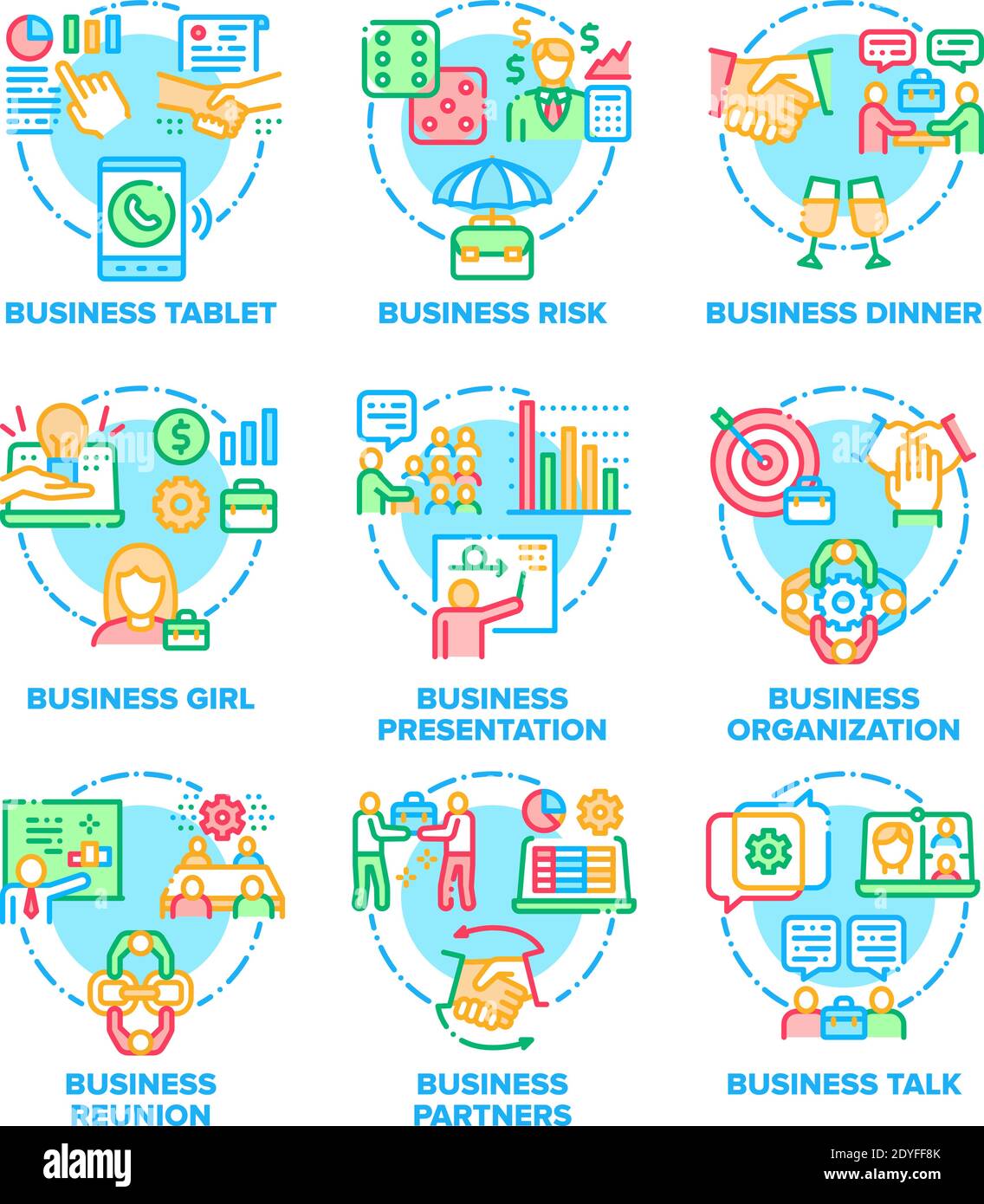 Business Work Set Icons Vector Color Illustrations Stock Vector Image ...