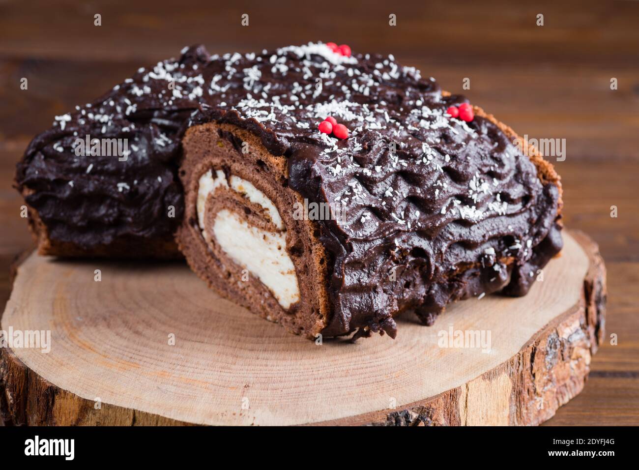 Tronchetto Di Natale Christmas Cake Stock Photo Alamy