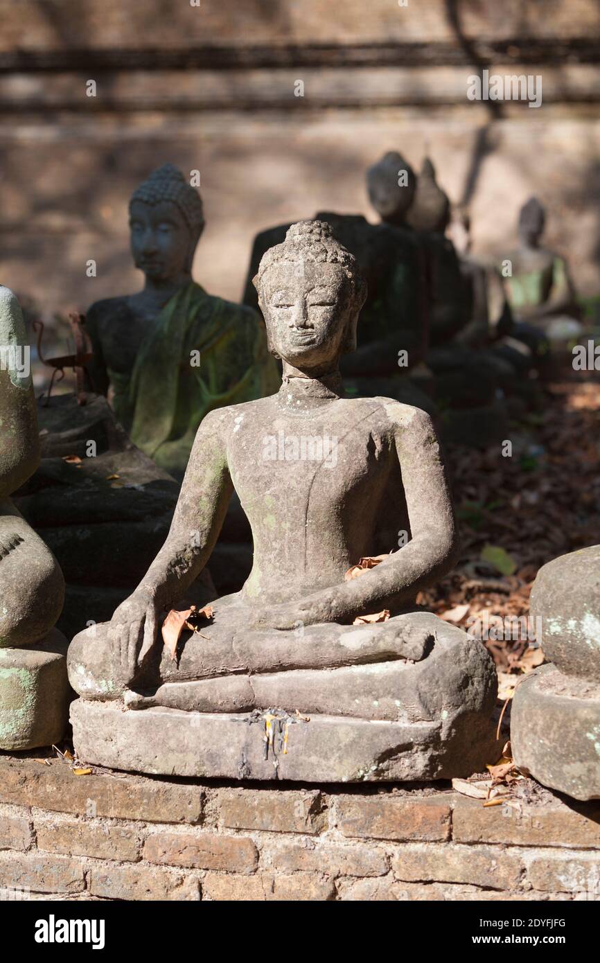 Buddha sculpture from the gardens of Wat Umong, Chiang Mai, Thailand Stock Photo