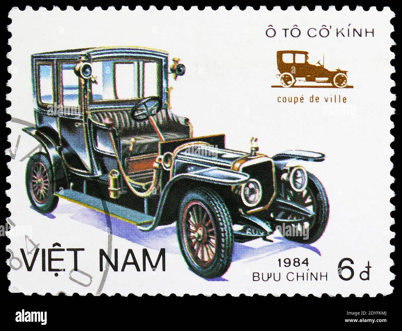 MOSCOW, RUSSIA - MARCH 23, 2019: Postage stamp printed in Vietnam shows Coupe de Ville, Old Automobiles serie, circa 1984 Stock Photo