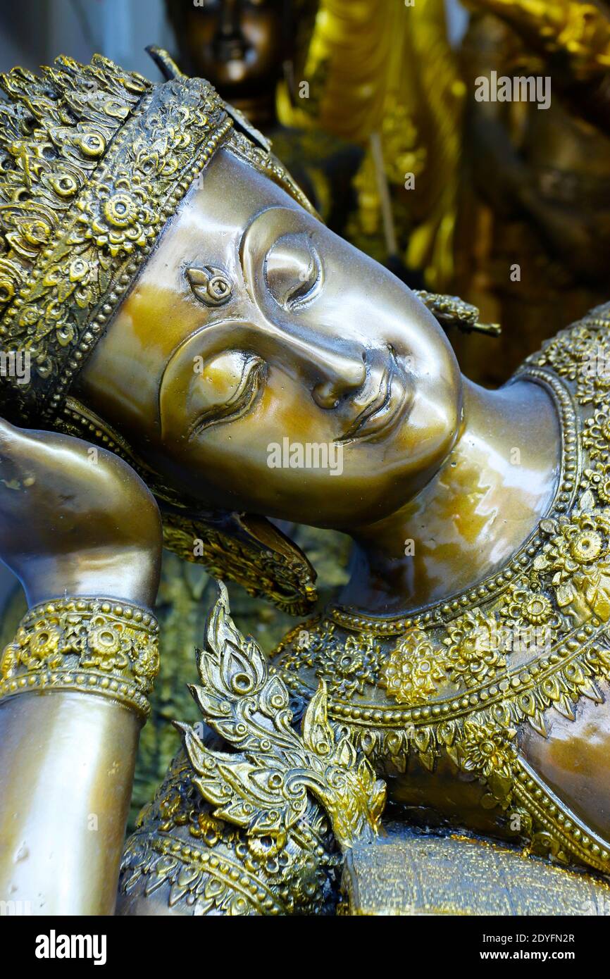 statue of buddha, in buddhist temple ,with golden color Stock Photo - Alamy