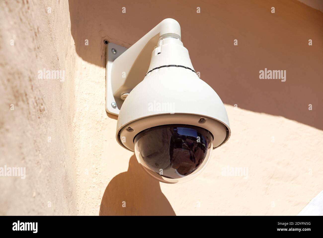 High tech overhead security camera at a government owned building. Stock Photo