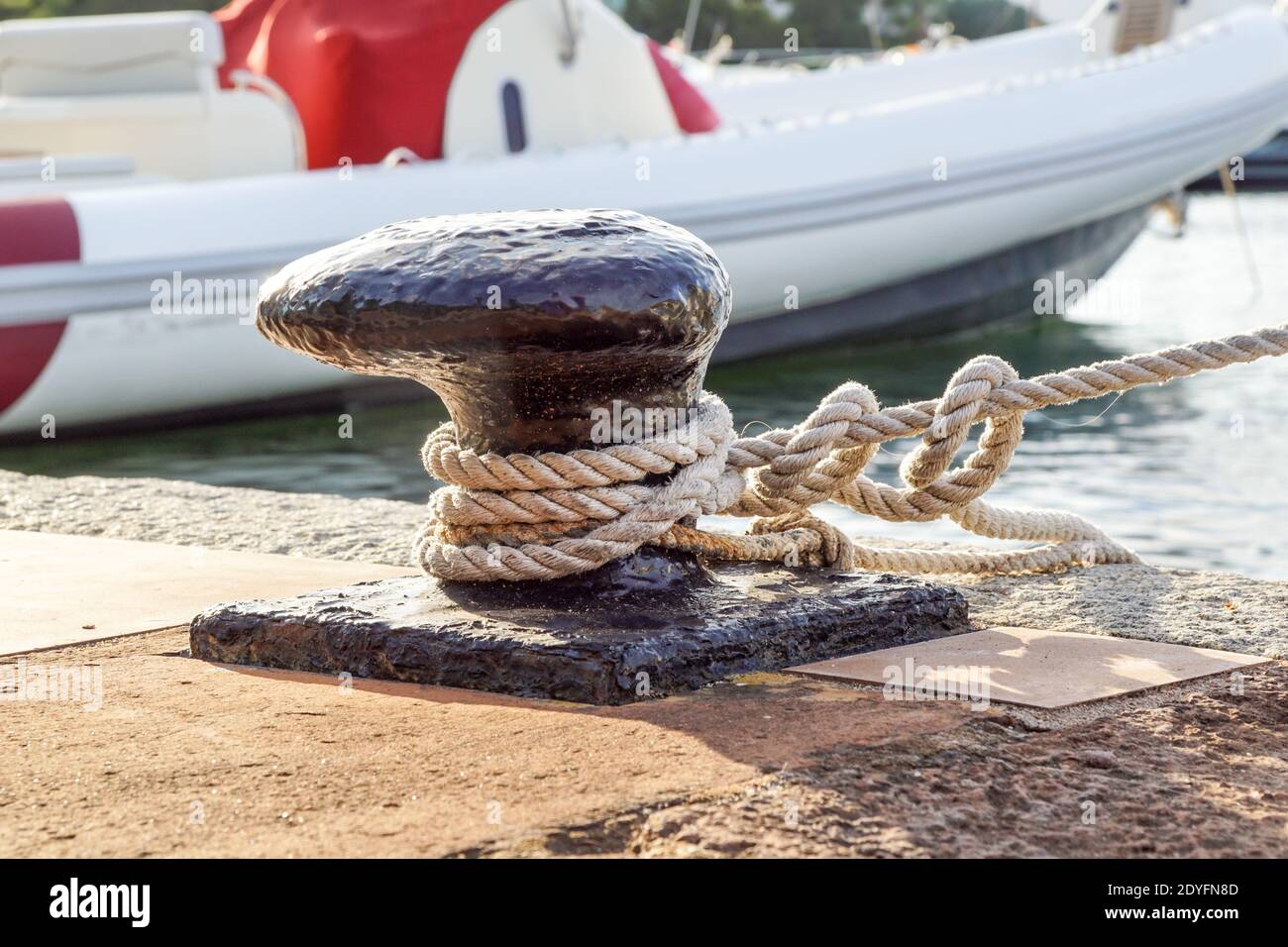 cleat for mooring boats - concept image .nautical Stock Photo