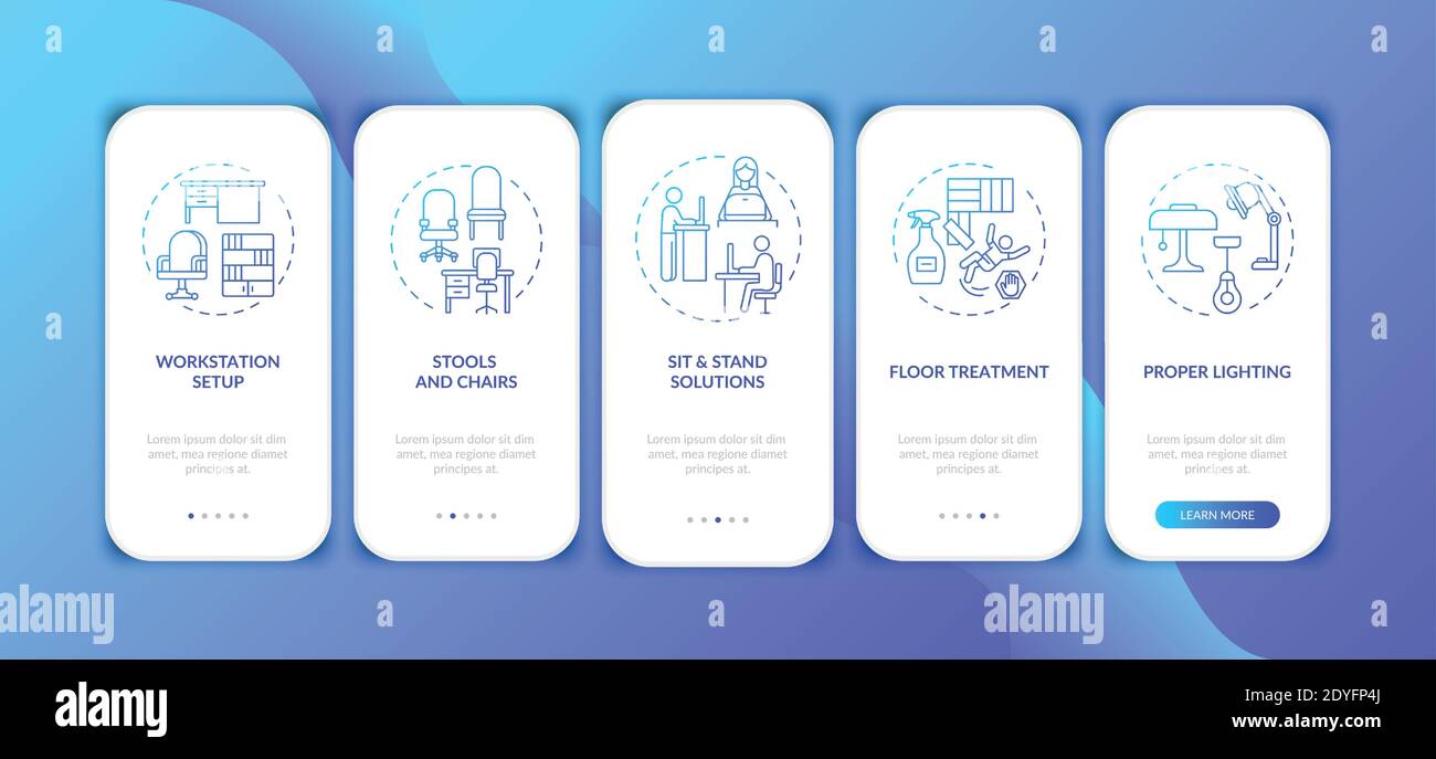 Workplace design onboarding mobile app page screen with concepts Stock ...