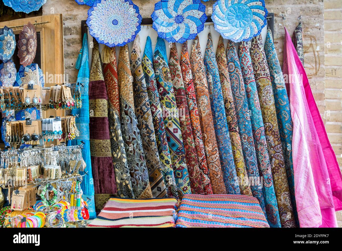 Persian carpet shops in the historic buildings,  situated on the west side of  Naqsh-e Jahan Square, one of UNESCO's World Heritage Sites Stock Photo