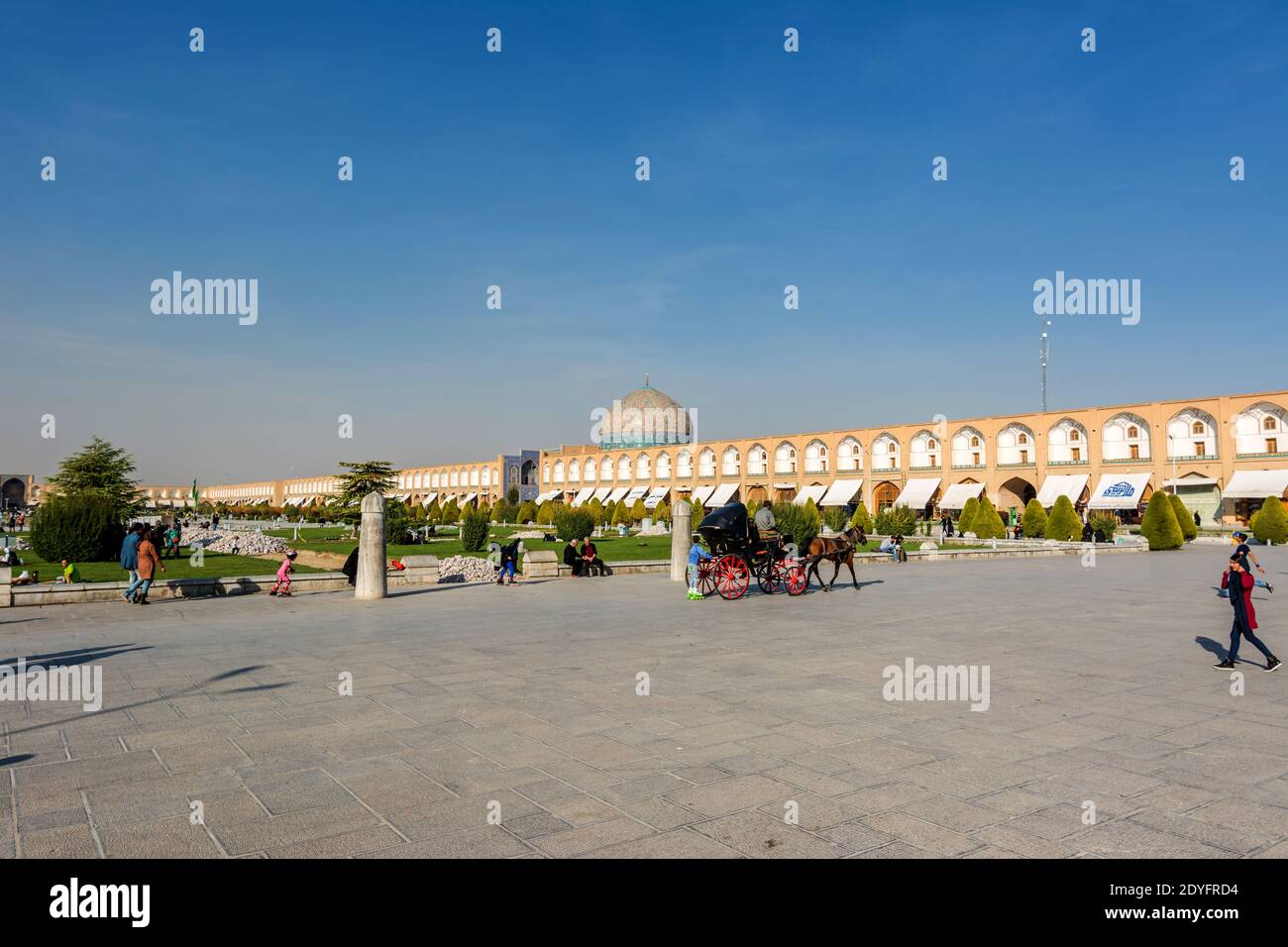 Eastside with Sheikh Lotfollah Mosque, in the Naqsh-e Jahan Square, an important historical site, and one of UNESCO's World Heritage Sites Stock Photo