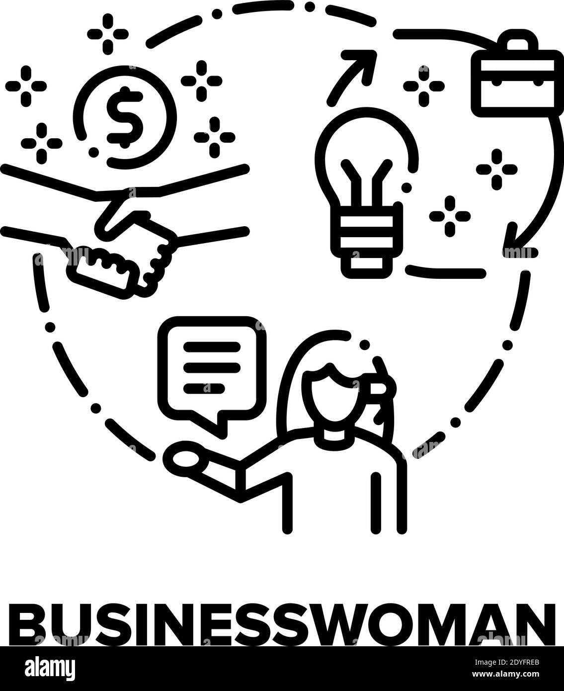 Businesswoman Vector Concept Black Illustration Stock Vector Image ...
