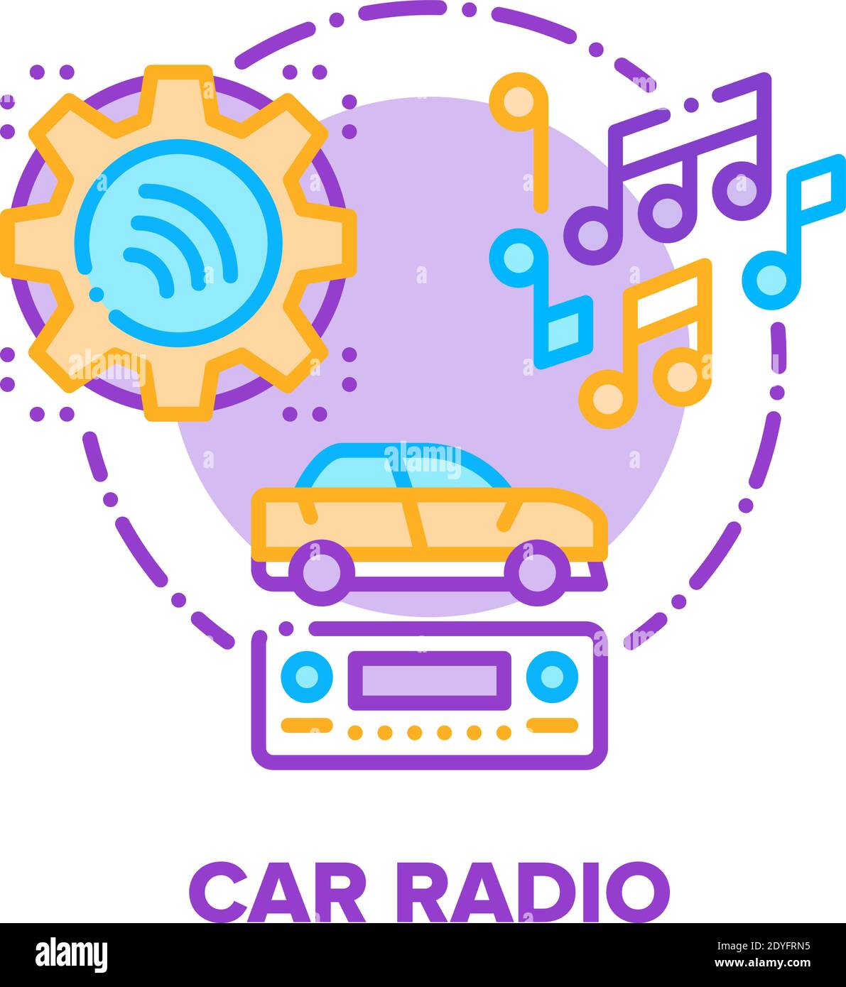 Car Radio Device Vector Concept Color Illustration Stock Vector Image