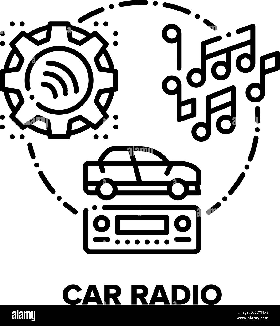 Car Radio Device Vector Concept Black Illustration Stock Vector Image