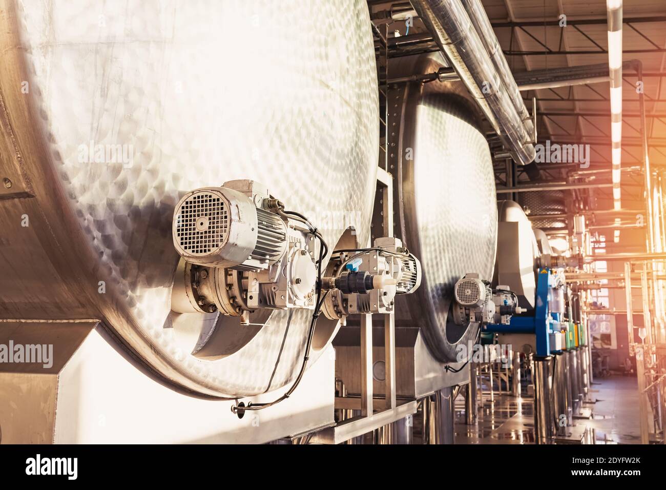 Modern winemaking plant, industrial equipment of wine factory Stock