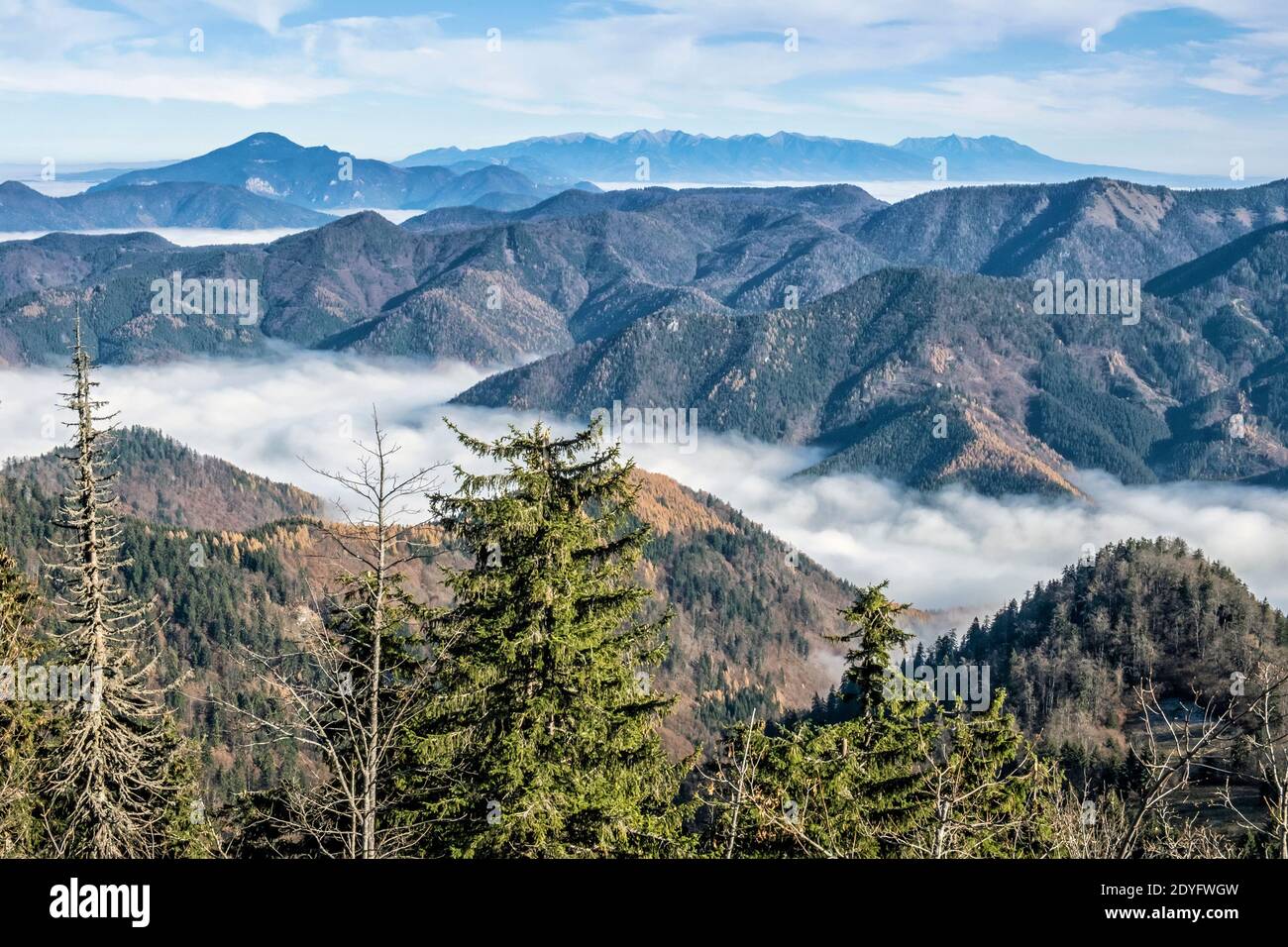 Big Fatra mountains, Slovak republic. Travel destination. Inverse weather scene. Stock Photo
