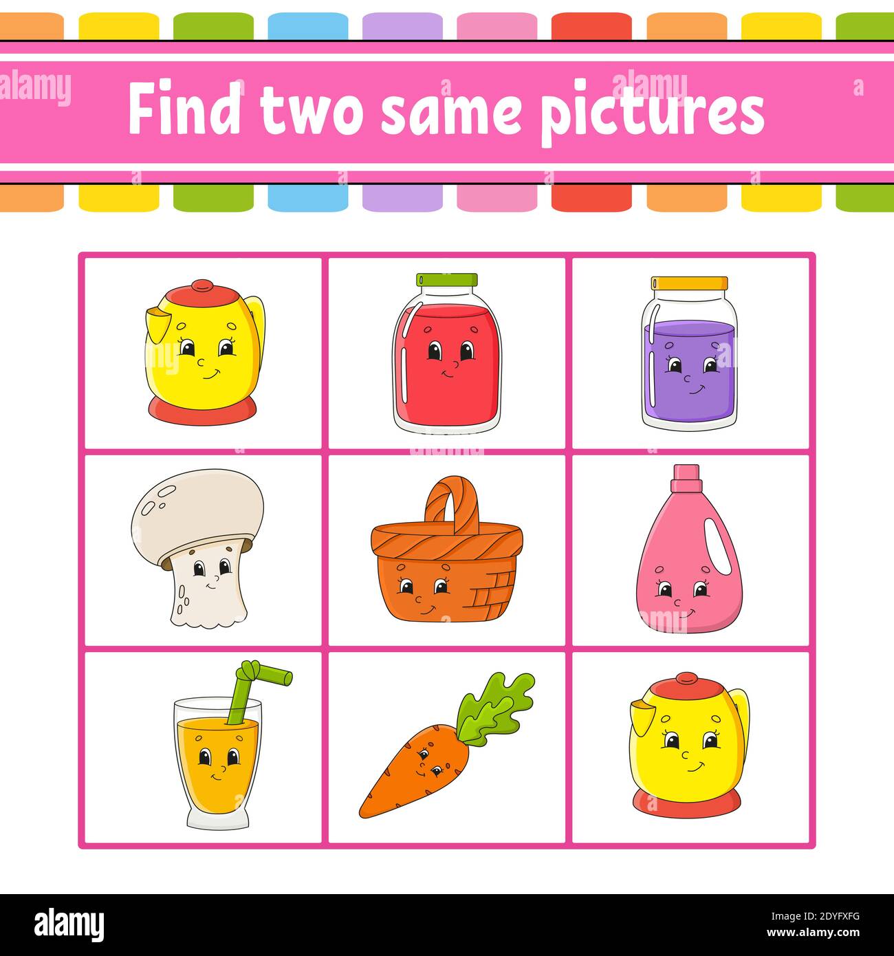 Find two same pictures. Task for kids. Education developing worksheet ...