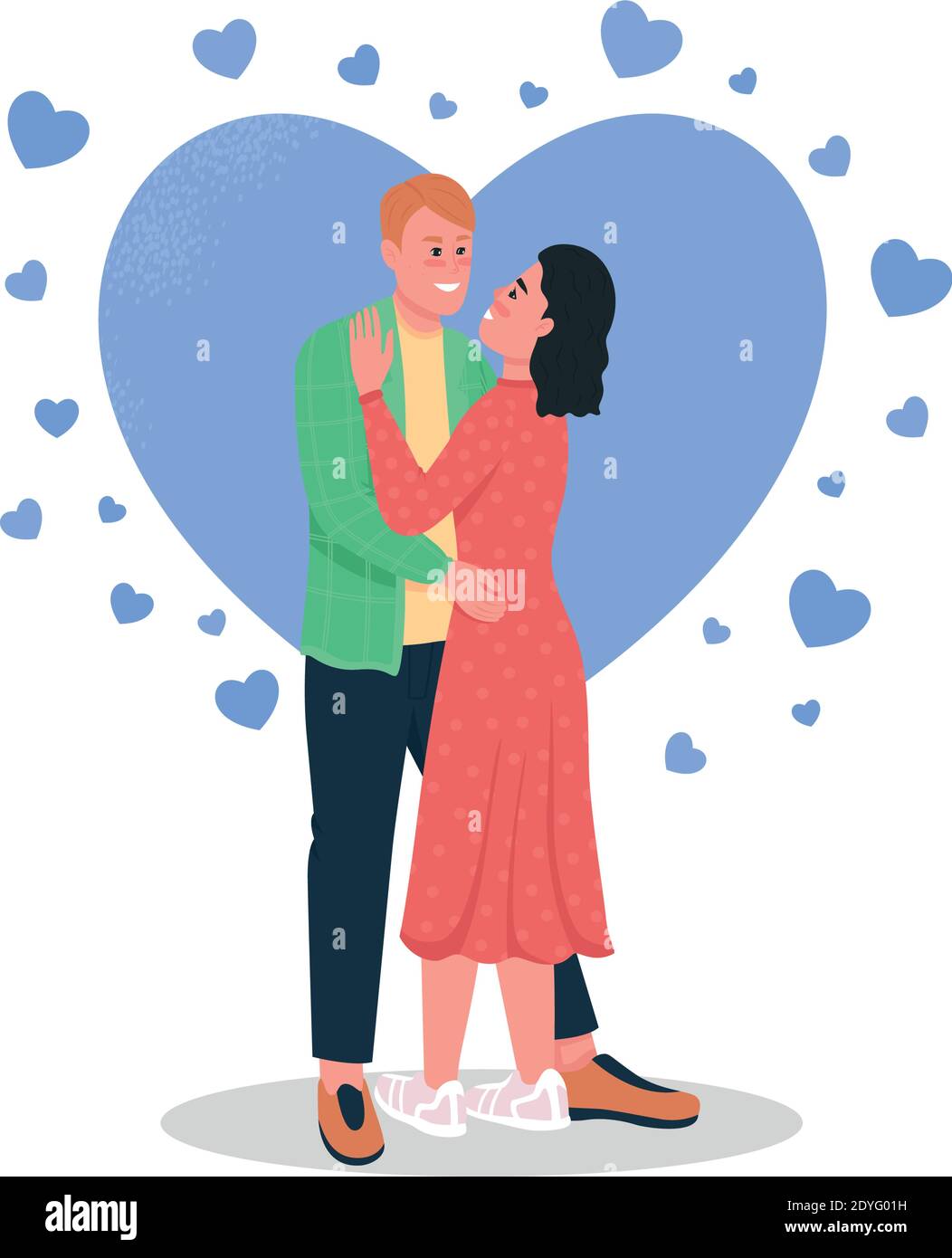 Happy man and woman in love flat color vector detailed characters Stock ...