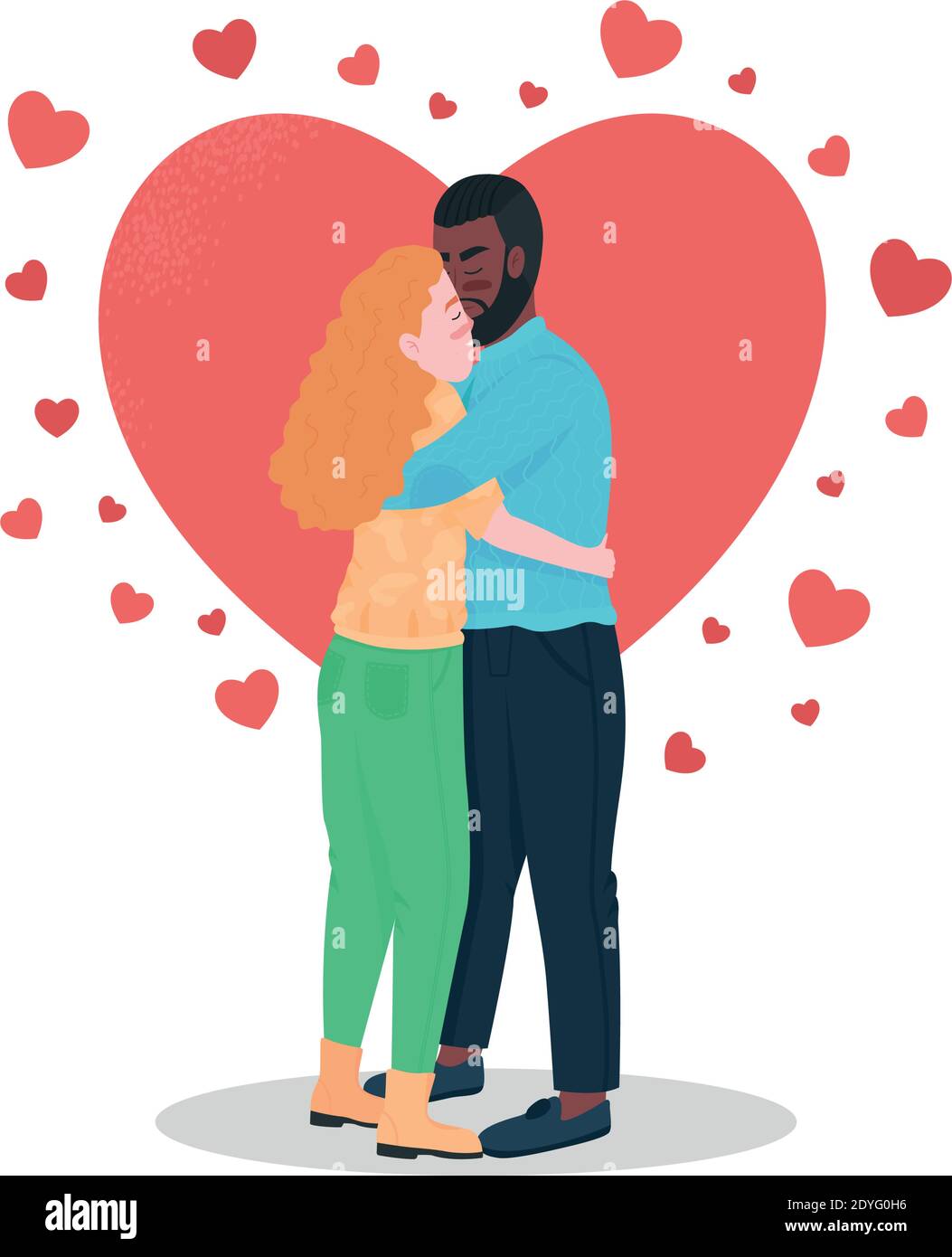 Happy interracial couple flat color vector detailed characters Stock ...