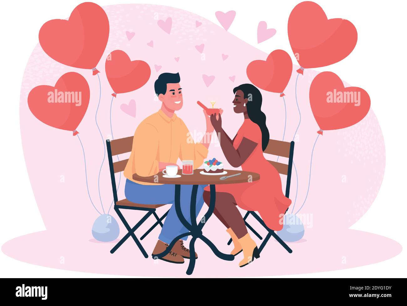 Marriage proposal on romantic dinner flat concept vector illustration Stock Vector