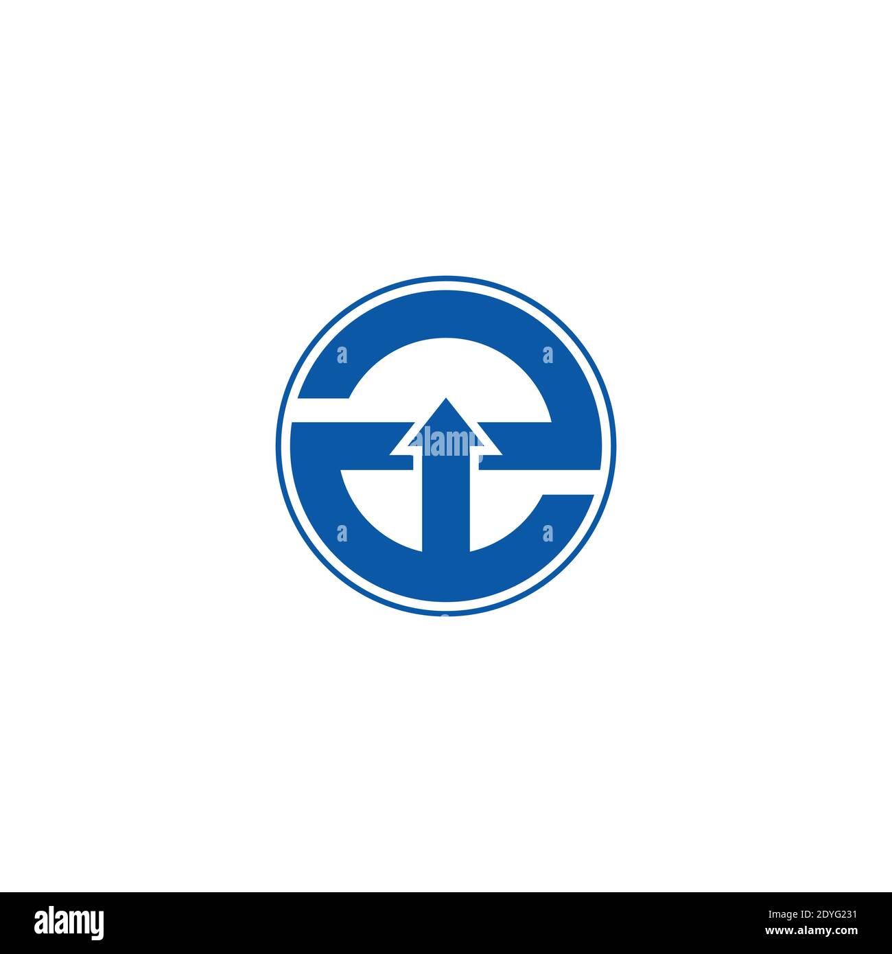 abstract letter e geometric circle arrow up logo vector Stock Vector
