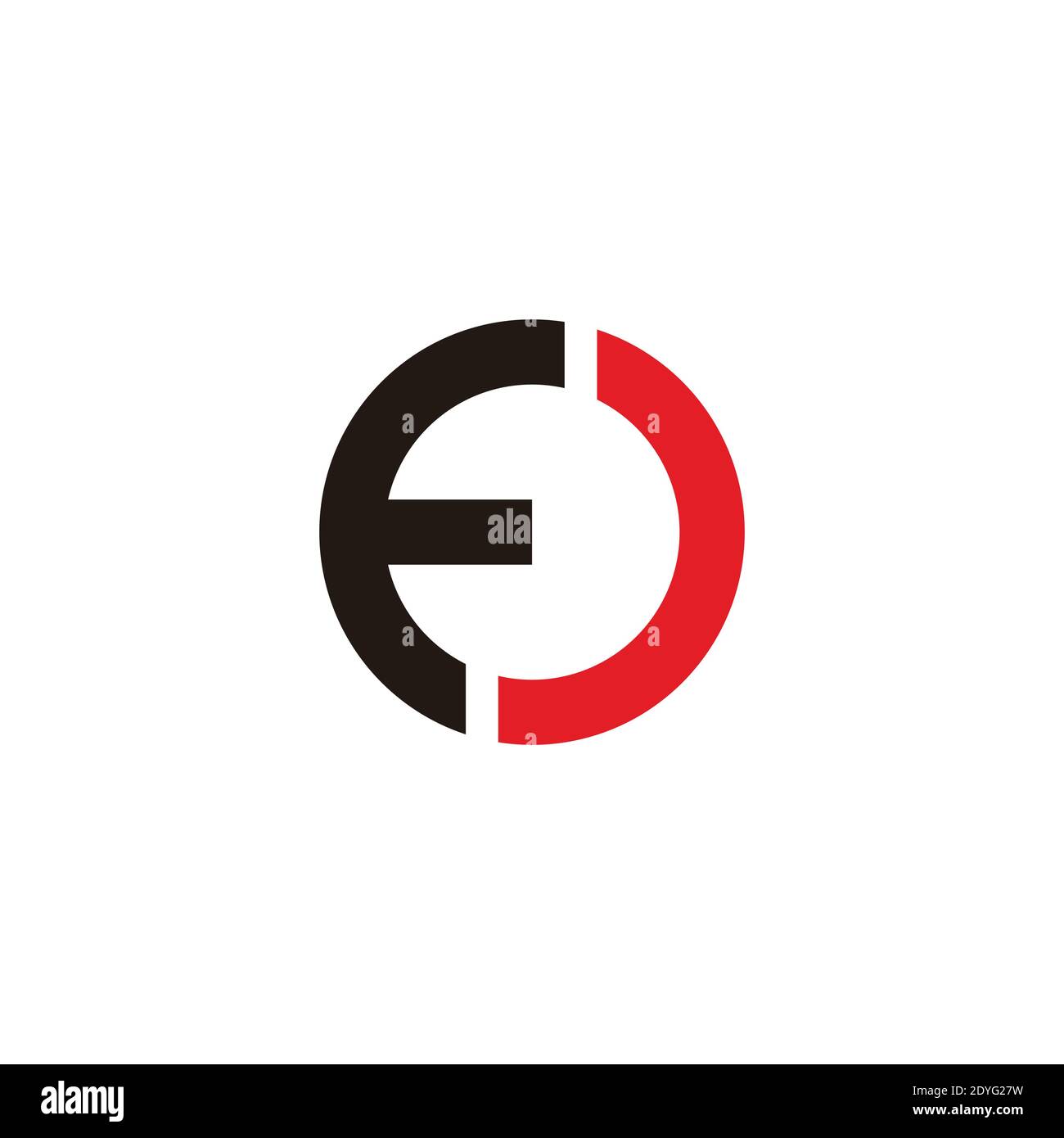 abstract letter fj flat geometric round logo vector Stock Vector