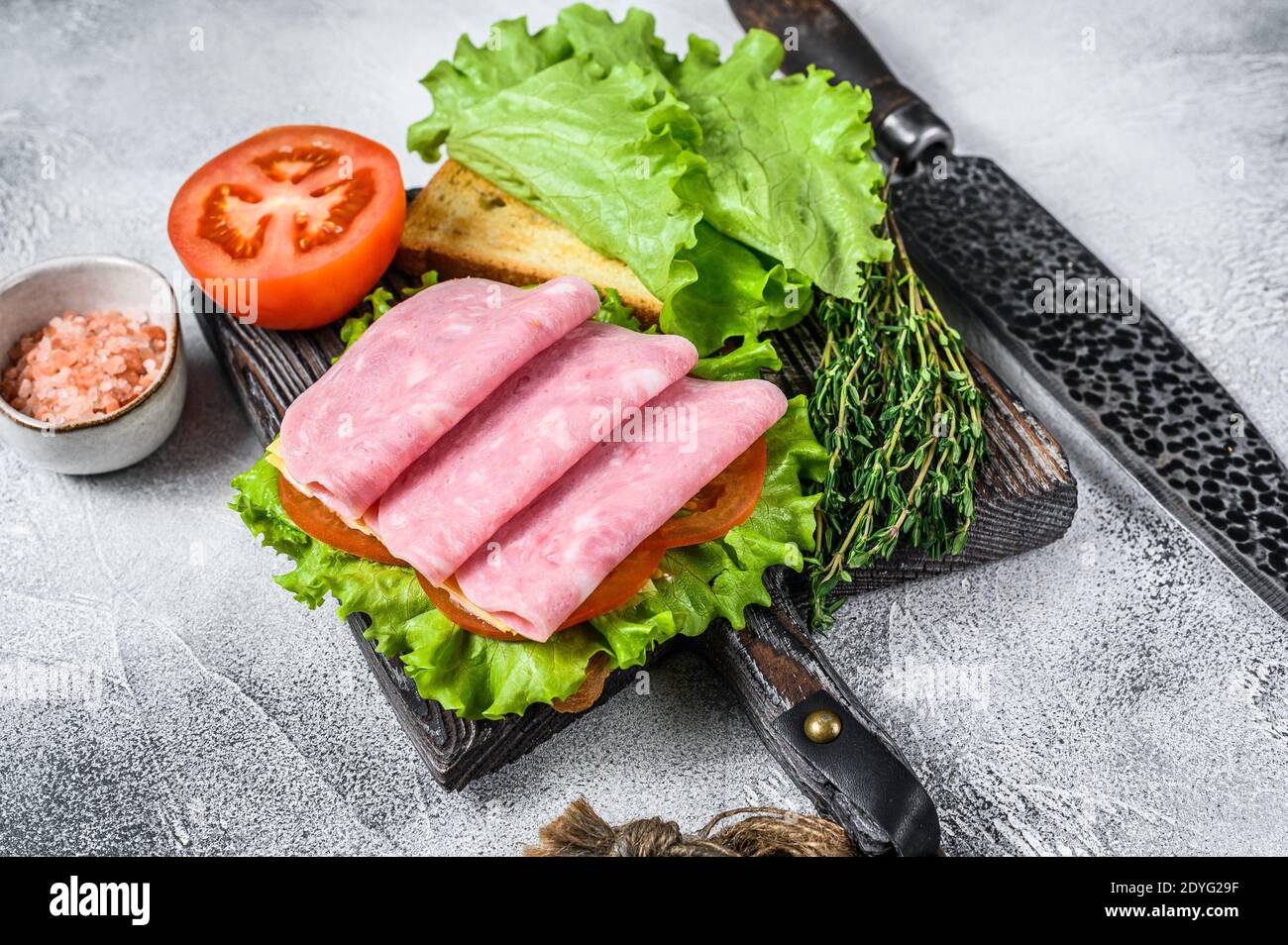 Traditional Club Sandwiches With Turkey Ham, Cheese, Tomatoes And 