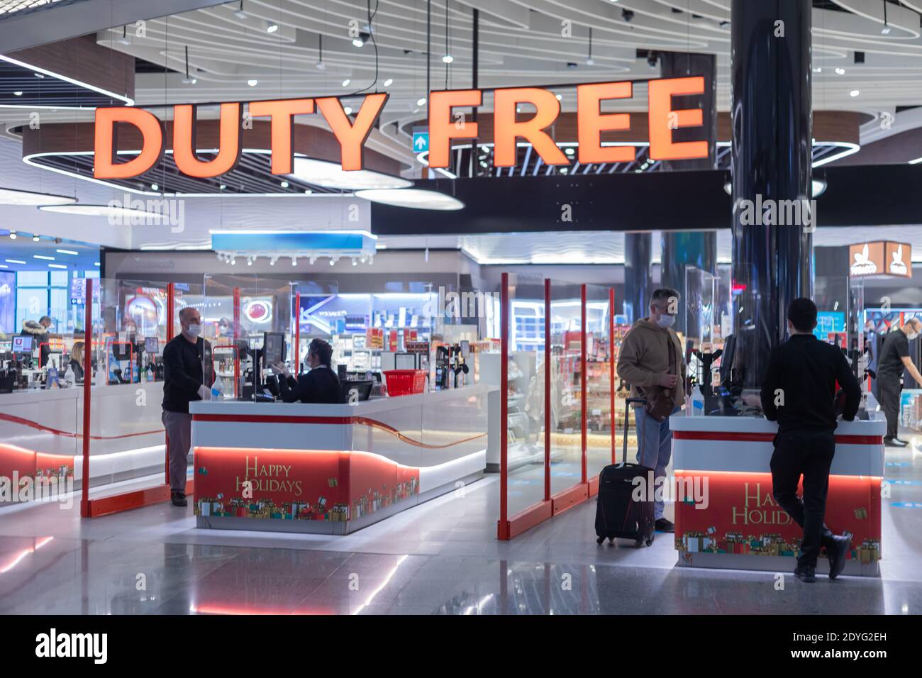 Istanbul, Turkey circa december 2020 Duty Free shop at Istanbul